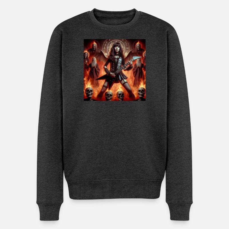 Metalhead in den Katakomben - Männer Premium Bio Pullover - Anthrazit meliert