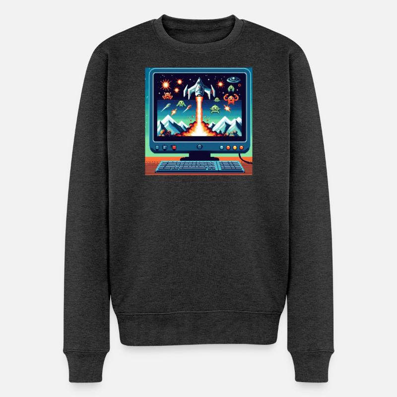 Jeu d’avion rétro - Pull Premium bio Homme - anthracite chiné