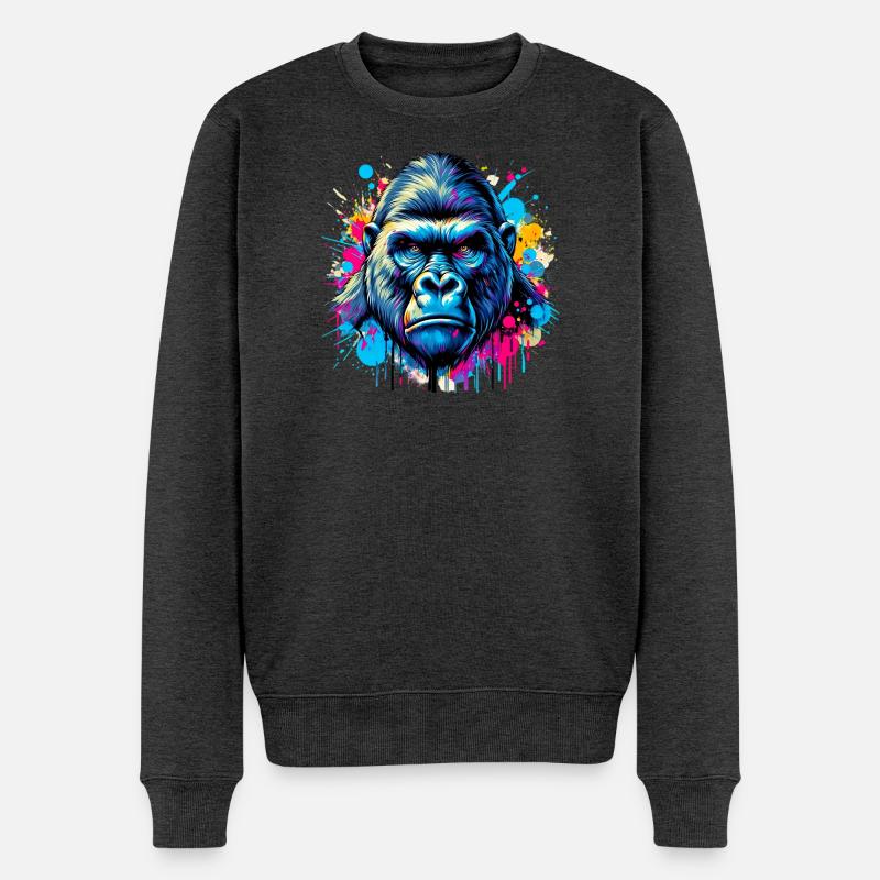 Gorilla - Männer Premium Bio Pullover - Anthrazit meliert