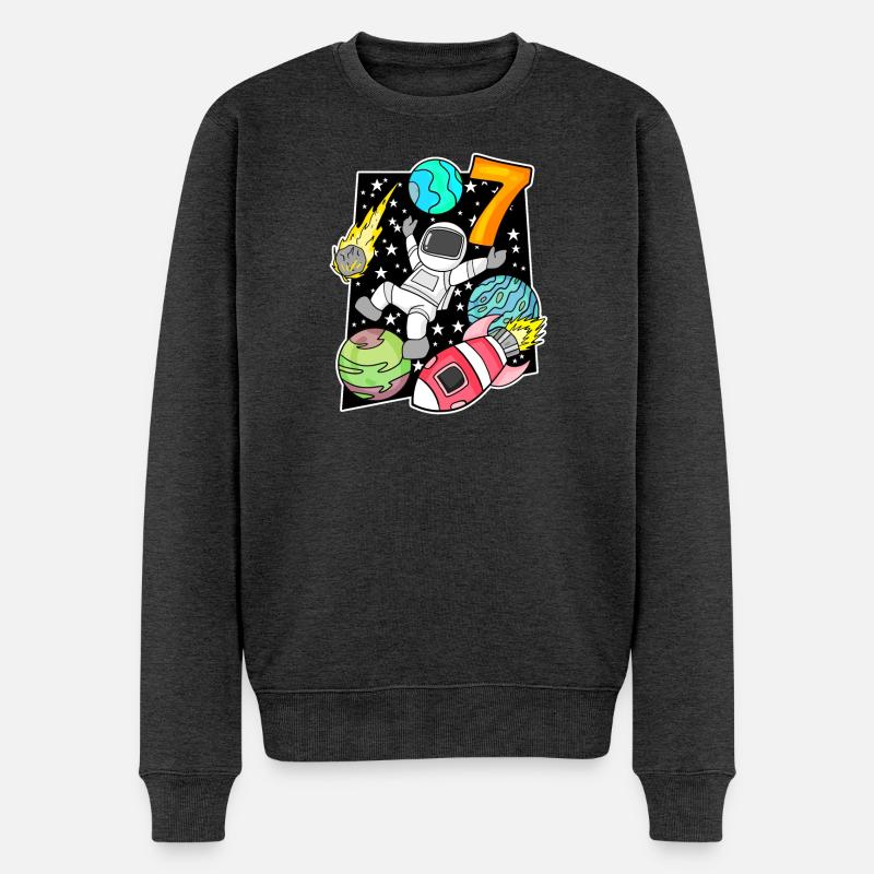 7 Garçon d’anniversaire astronaute - Pull Premium bio Homme - anthracite chiné