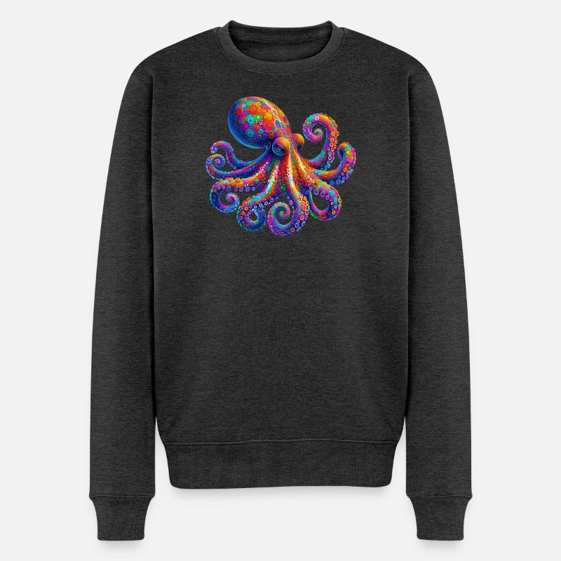 Krake - Männer Premium Bio Pullover - Anthrazit meliert