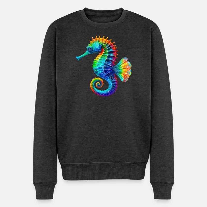 Seepferdchen - Männer Premium Bio Pullover - Anthrazit meliert