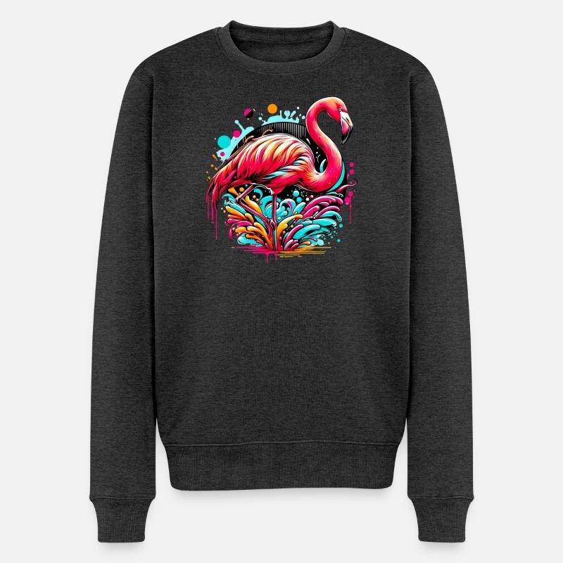 Flamingo - Männer Premium Bio Pullover - Anthrazit meliert