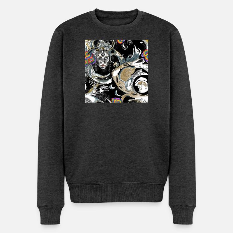 Celestial Wonder Fusion der Kunstfertigkeit - Männer Premium Bio Pullover - Anthrazit meliert