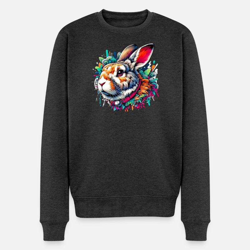 Kaninchen - Männer Premium Bio Pullover - Anthrazit meliert