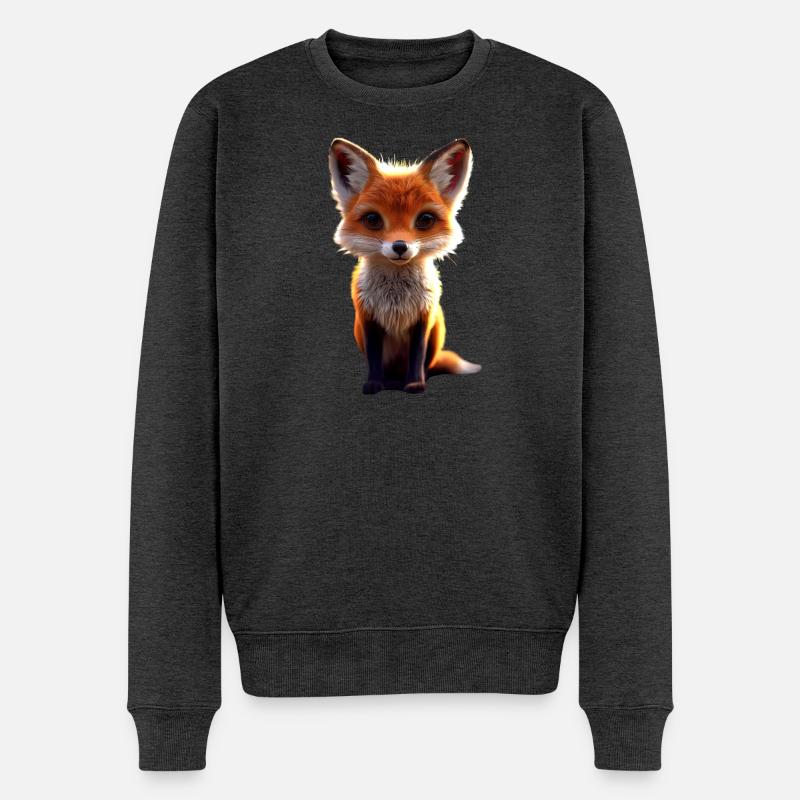 Fuchs Ich Liebe Füchse Rotfuchs Wilder Süßer Fuchs - Männer Premium Bio Pullover - Anthrazit meliert