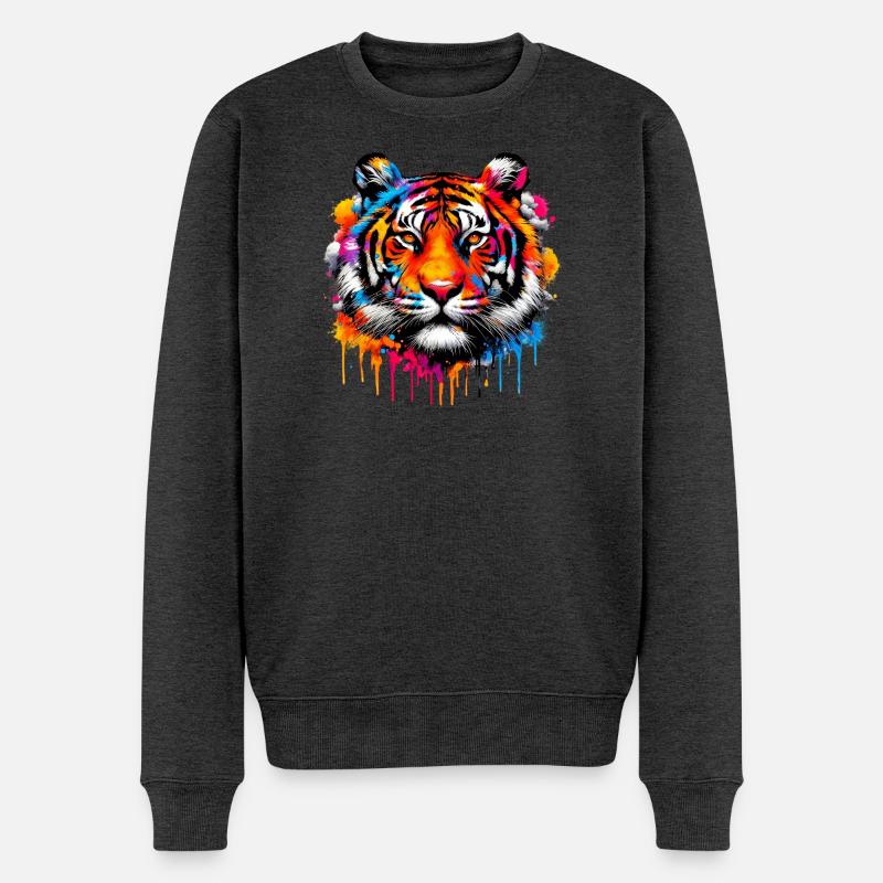 Tiger - Männer Premium Bio Pullover - Anthrazit meliert