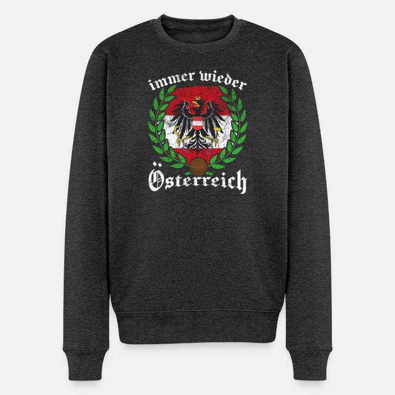 Österreich Fussball - Männer Premium Bio Pullover - Anthrazit meliert