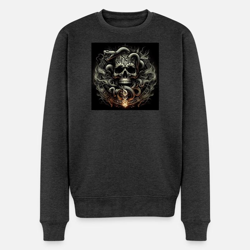 Totenkopf und Schlangen - Männer Premium Bio Pullover - Anthrazit meliert