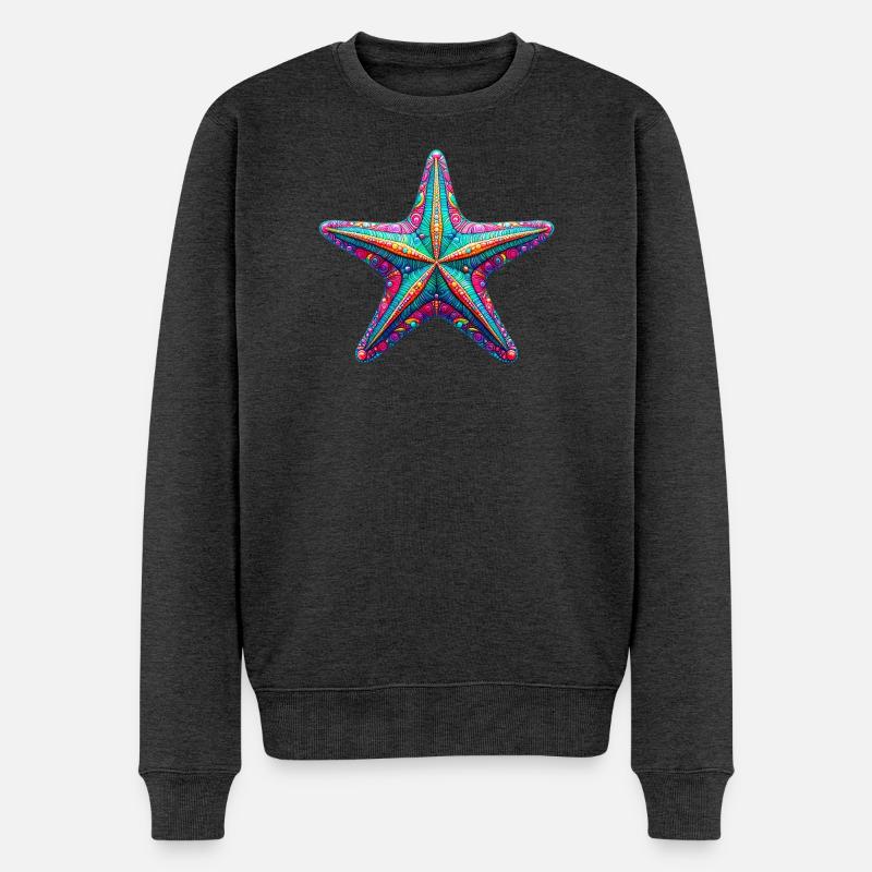 Seestern - Männer Premium Bio Pullover - Anthrazit meliert