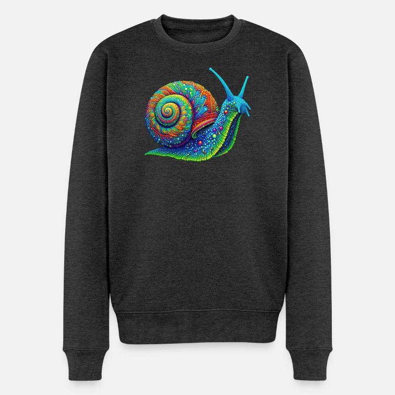 Schnecke - Männer Premium Bio Pullover - Anthrazit meliert