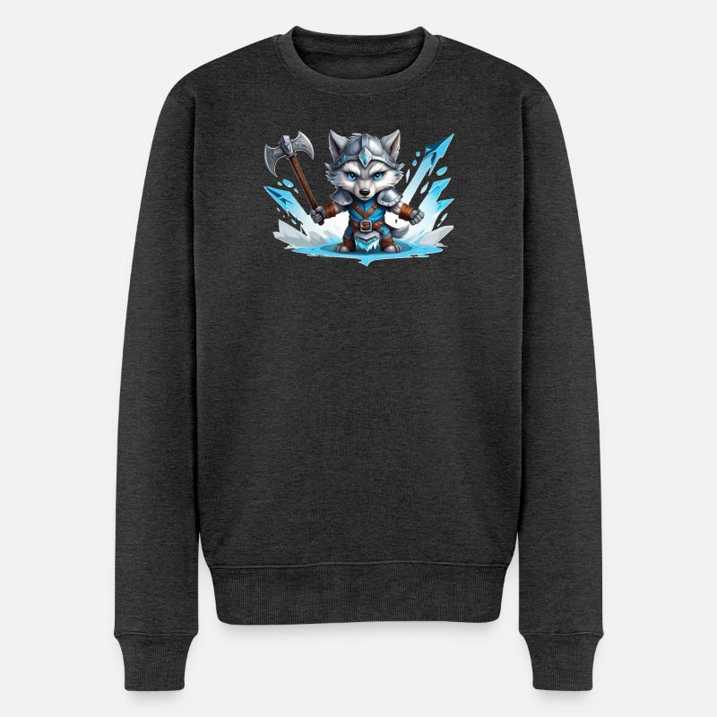 Viking Wolf Warrior - Männer Premium Bio Pullover - Anthrazit meliert