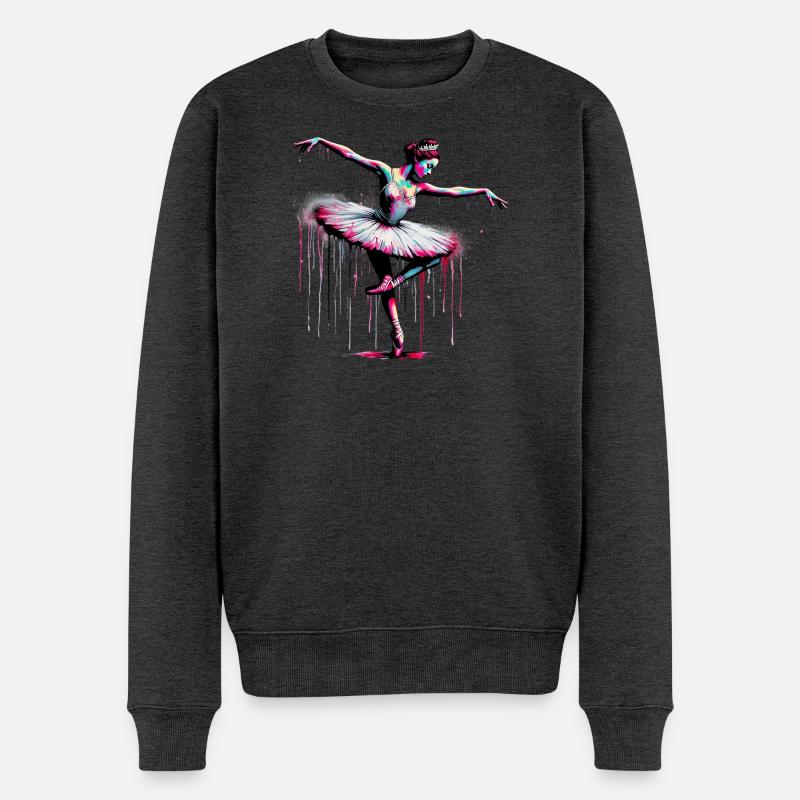 Balletttänzerin mit Tutu - Männer Premium Bio Pullover - Anthrazit meliert
