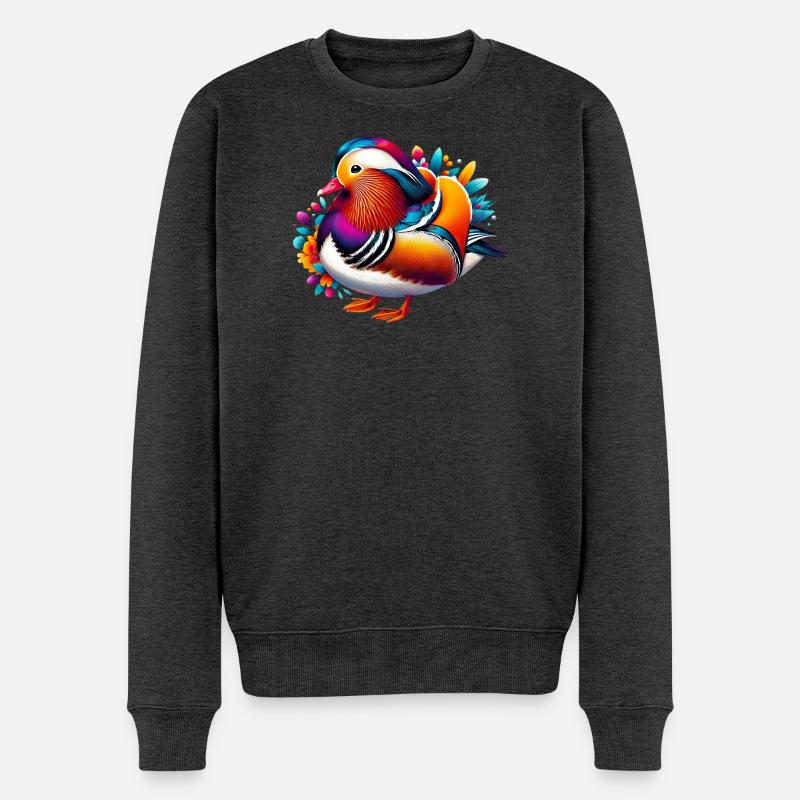 Mandarinente - Männer Premium Bio Pullover - Anthrazit meliert