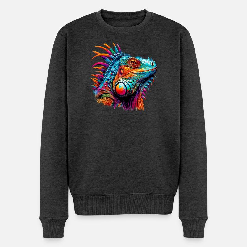 Leguan - Männer Premium Bio Pullover - Anthrazit meliert