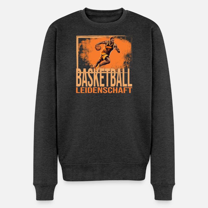 Basketball Leidenschaft - Männer Premium Bio Pullover - Anthrazit meliert