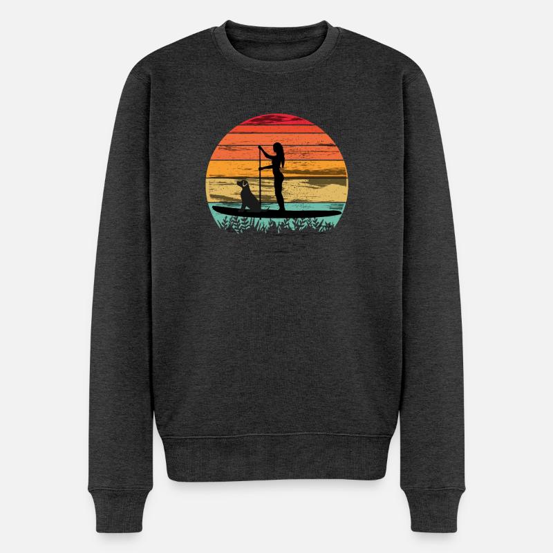 Paddleboarding with dog - Paddleboarding Tee - Männer Premium Bio Pullover - Anthrazit meliert