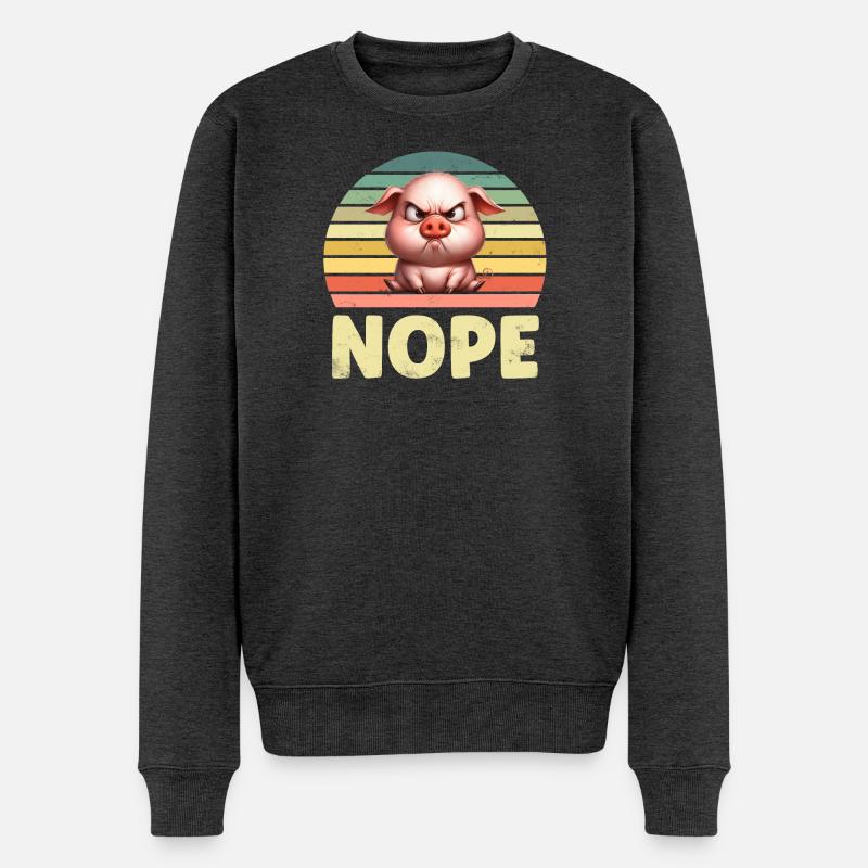 Schwein - Männer Premium Bio Pullover - Anthrazit meliert