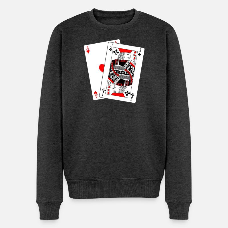 Blackjack - Männer Premium Bio Pullover - Anthrazit meliert