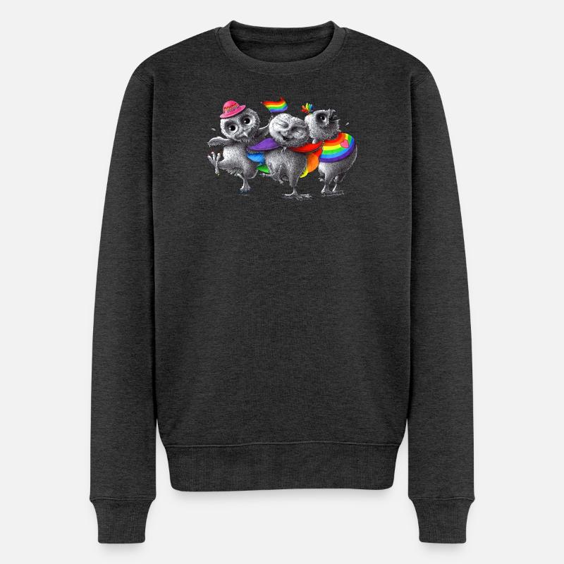 Lustige tanzende Pride Eulen - Männer Premium Bio Pullover - Anthrazit meliert