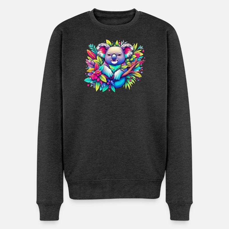 Koala - Männer Premium Bio Pullover - Anthrazit meliert