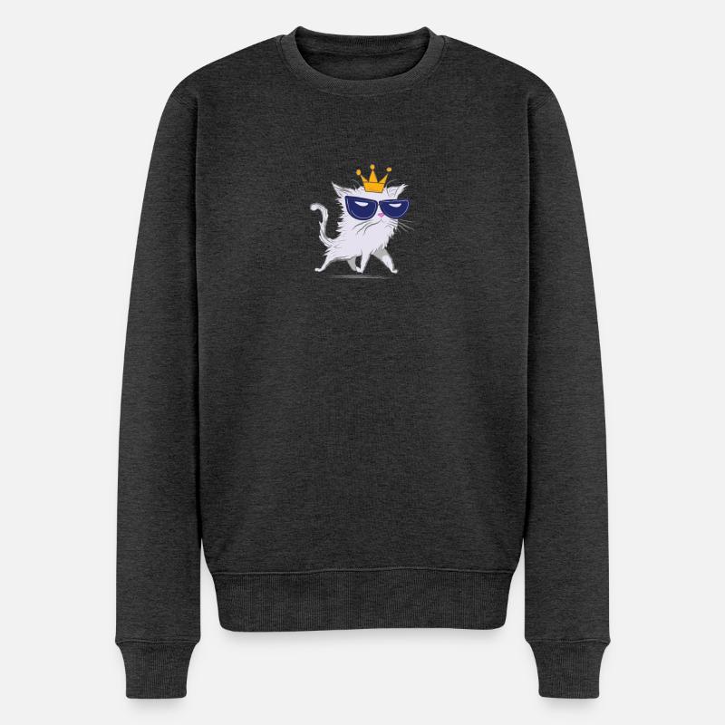 Wolfsmilch-Katze - Männer Premium Bio Pullover - Anthrazit meliert