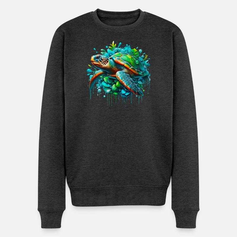 Schildkröte - Männer Premium Bio Pullover - Anthrazit meliert