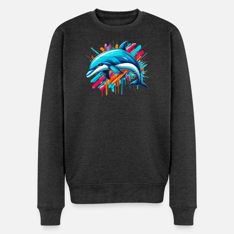 Delfin - Männer Premium Bio Pullover - Anthrazit meliert