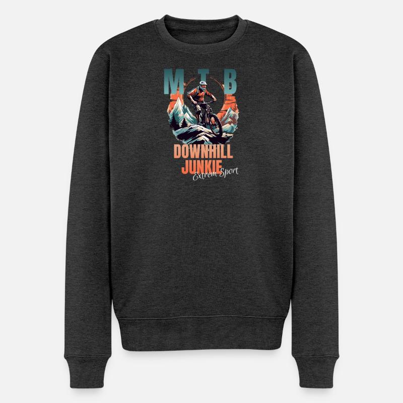 Downhill Junkie - Männer Premium Bio Pullover - Anthrazit meliert