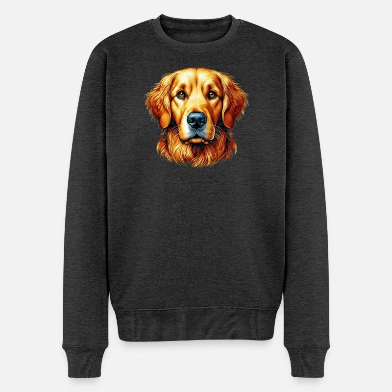 Chien Labrador Golden Retriever - Pull Premium bio Homme - anthracite chiné