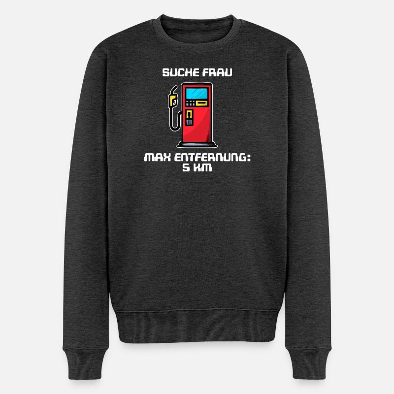 Pompe à essence Station-service Statement - Pull Premium bio Homme - anthracite chiné