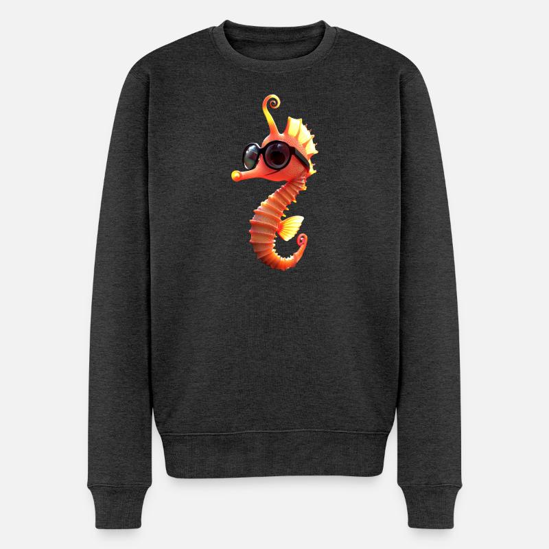 Hippocampe Aquariophile Pêcheur Hippocampe mignon - Pull Premium bio Homme - anthracite chiné