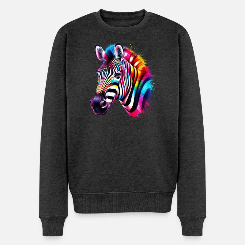 Zebra - Männer Premium Bio Pullover - Anthrazit meliert