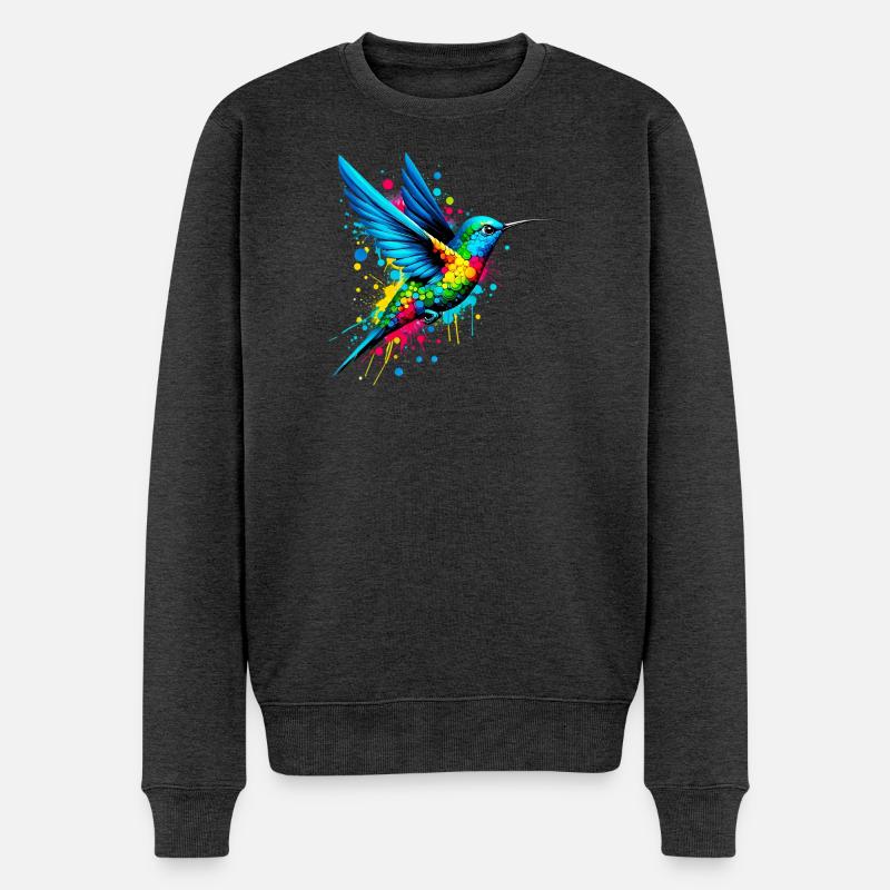 Kolibri - Männer Premium Bio Pullover - Anthrazit meliert