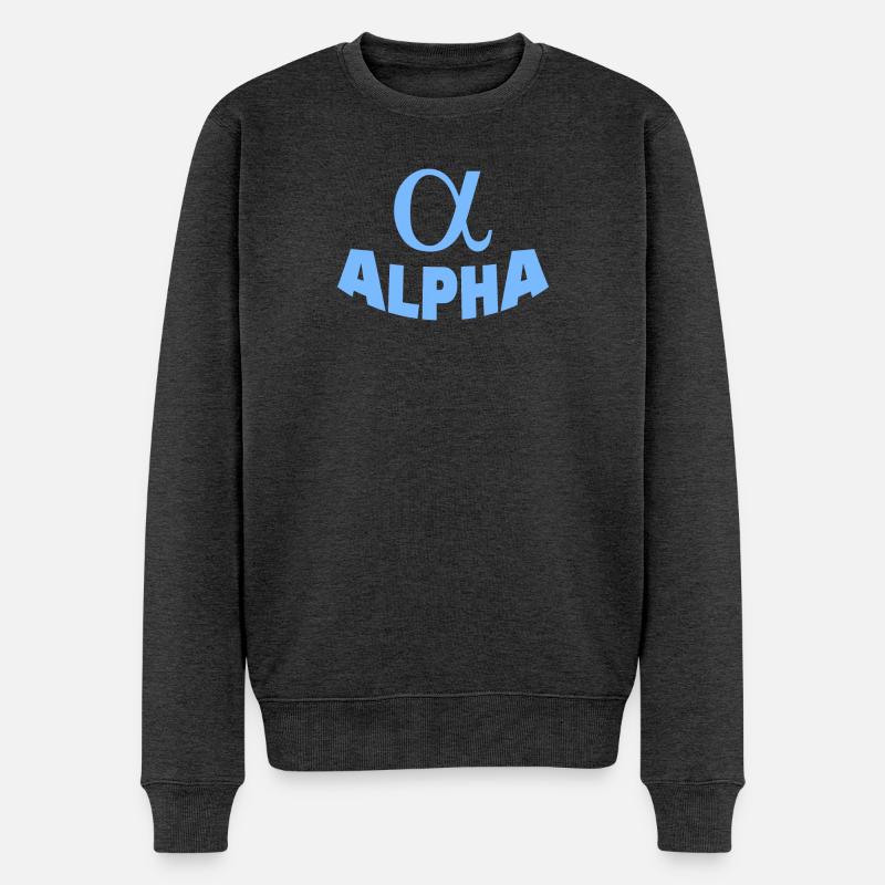 ALPHA - Männer Premium Bio Pullover - Anthrazit meliert