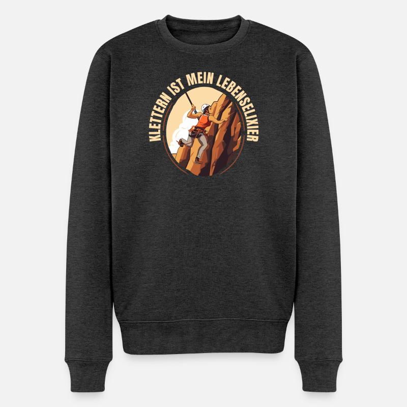 Klettern ist mein Lebenselixier - Männer Premium Bio Pullover - Anthrazit meliert