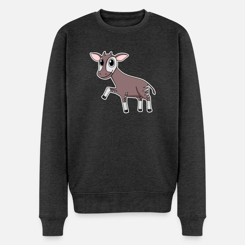 Okapi forest giraffe motif - Men's Premium Organic Jumper - heather anthracite