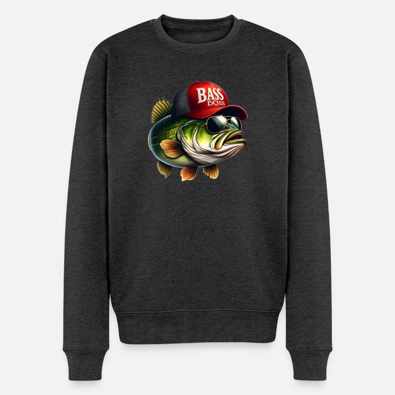 gestreifte Bass-Vibes - Männer Premium Bio Pullover - Anthrazit meliert