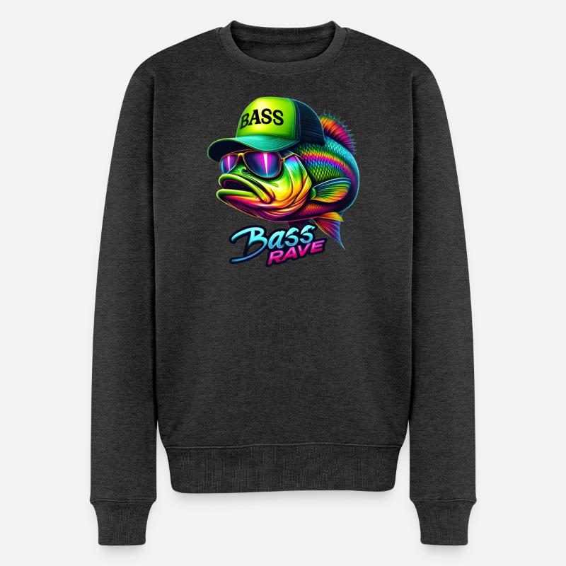 Gestreifter Bass Rave - Männer Premium Bio Pullover - Anthrazit meliert