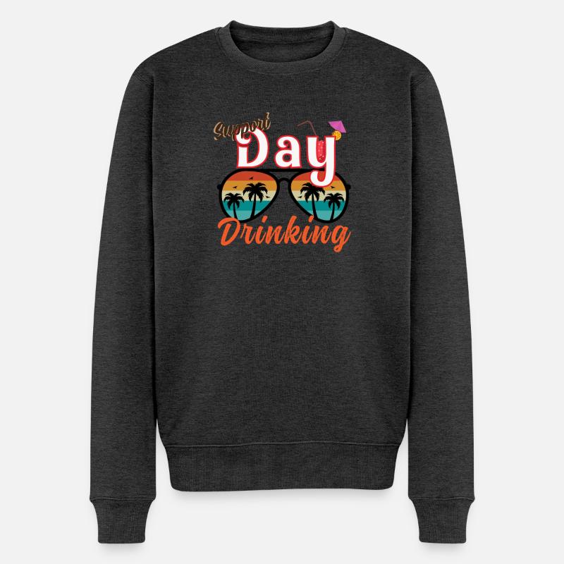 Day Drinking Palm Print - Männer Premium Bio Pullover - Anthrazit meliert