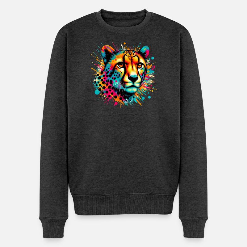 Gepard - Männer Premium Bio Pullover - Anthrazit meliert