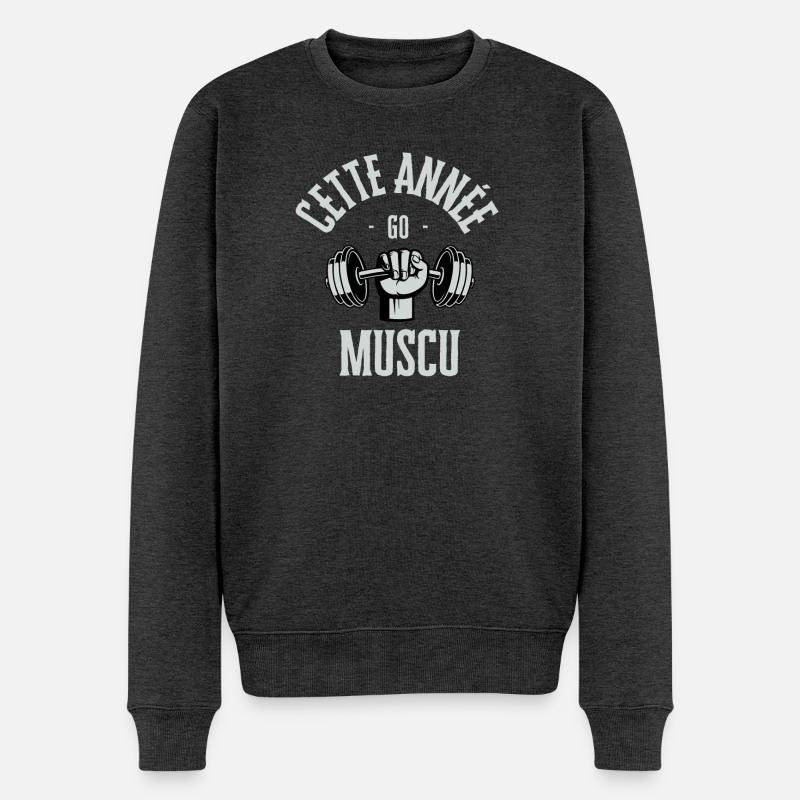 Cette année go muscu - Pull Premium bio Homme - anthracite chiné