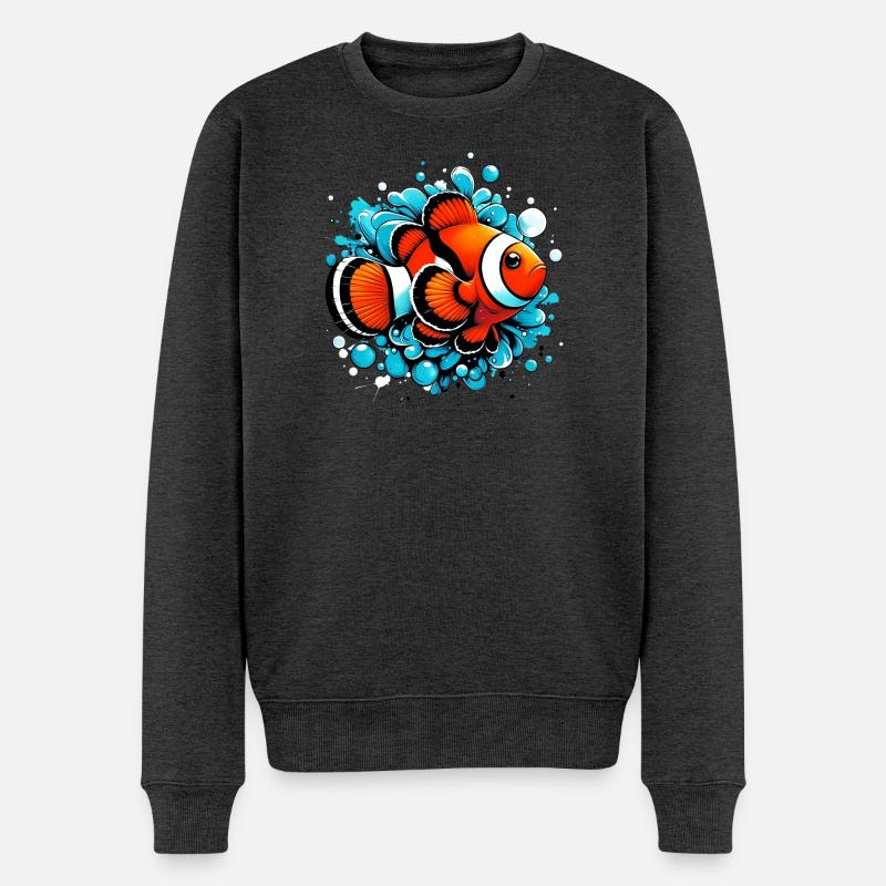 Clownfisch - Männer Premium Bio Pullover - Anthrazit meliert