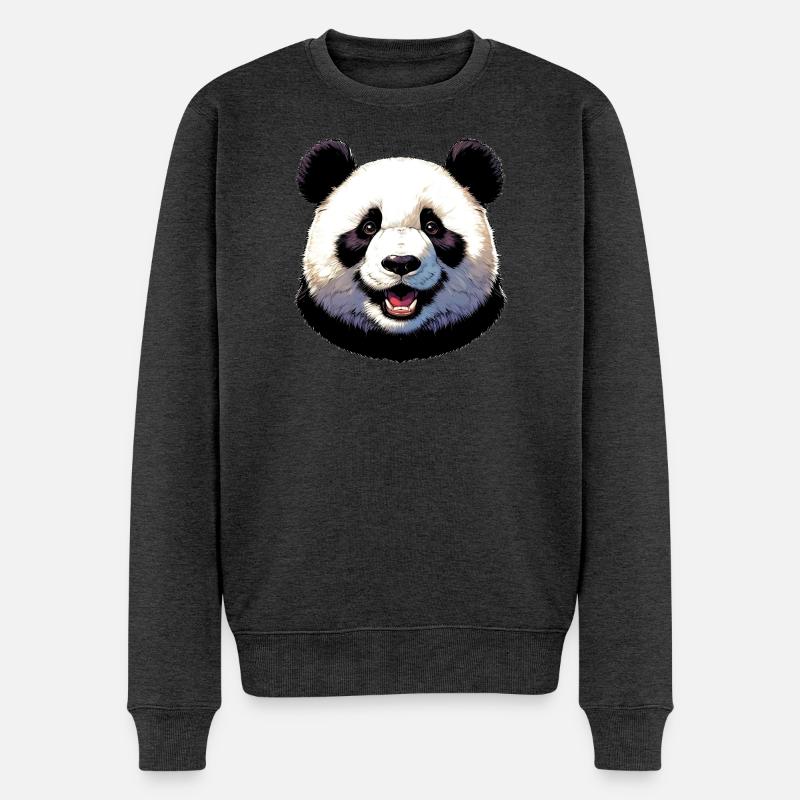 Panda - Männer Premium Bio Pullover - Anthrazit meliert