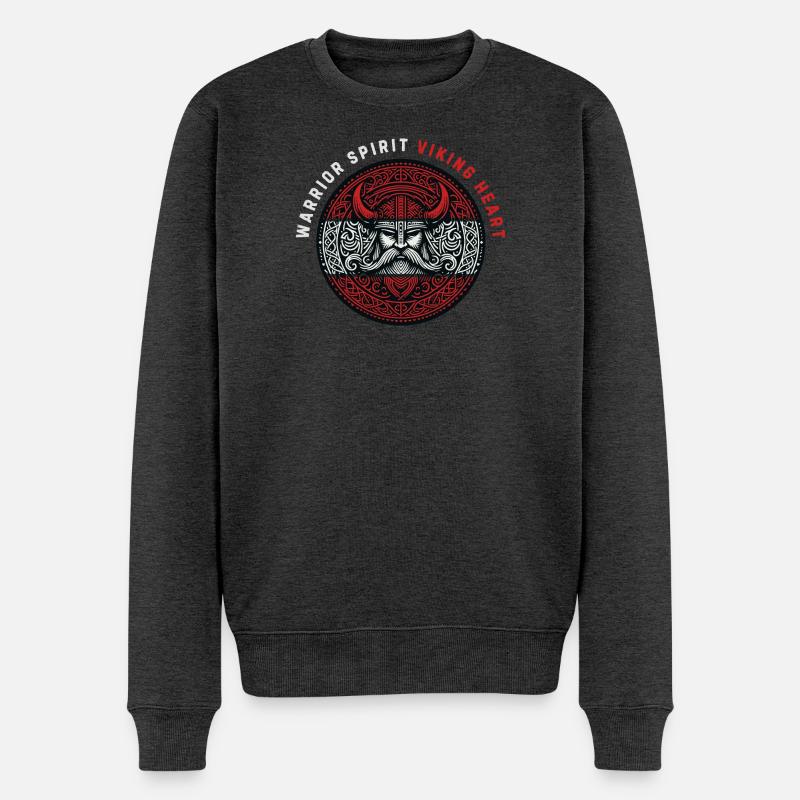 guerrier, cœur viking - Pull Premium bio Homme - anthracite chiné