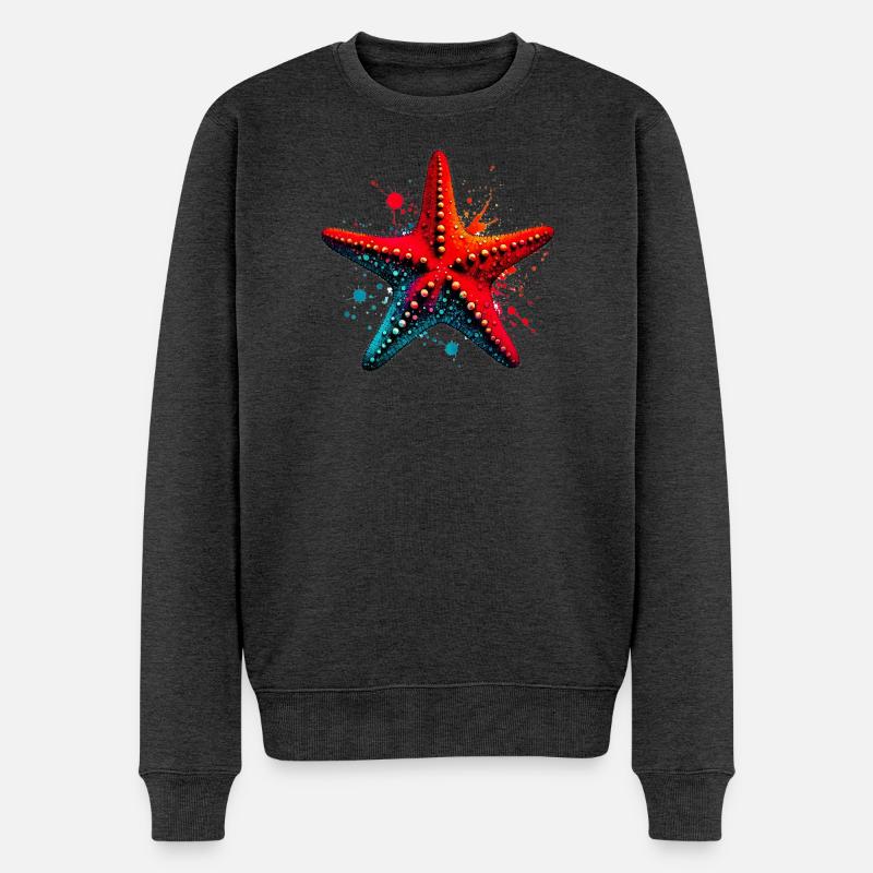 Seestern - Männer Premium Bio Pullover - Anthrazit meliert