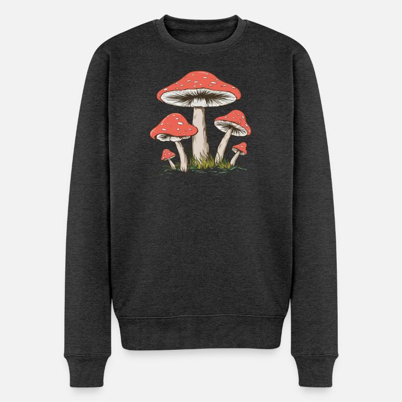 Vintage Pilz - Männer Premium Bio Pullover - Anthrazit meliert