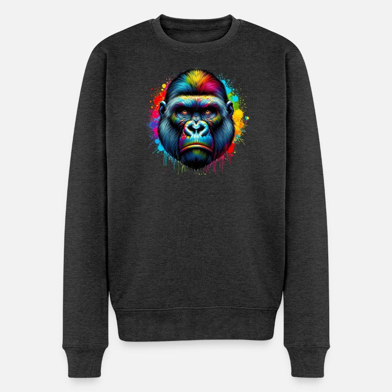 Gorilla - Männer Premium Bio Pullover - Anthrazit meliert