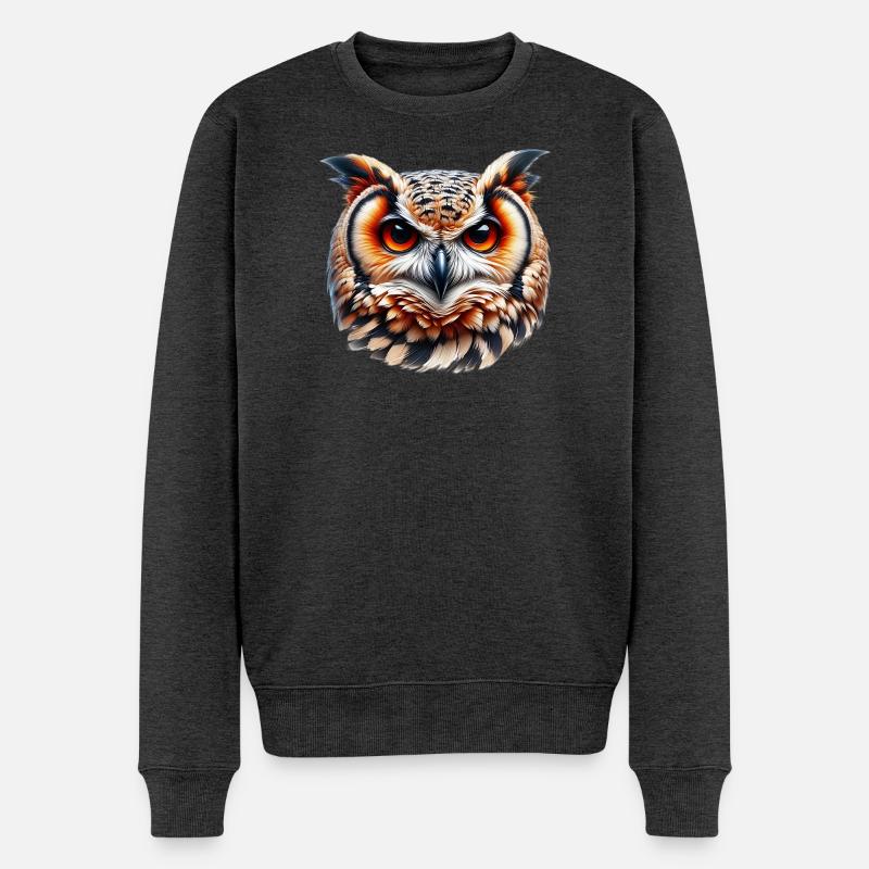 Eule - Männer Premium Bio Pullover - Anthrazit meliert