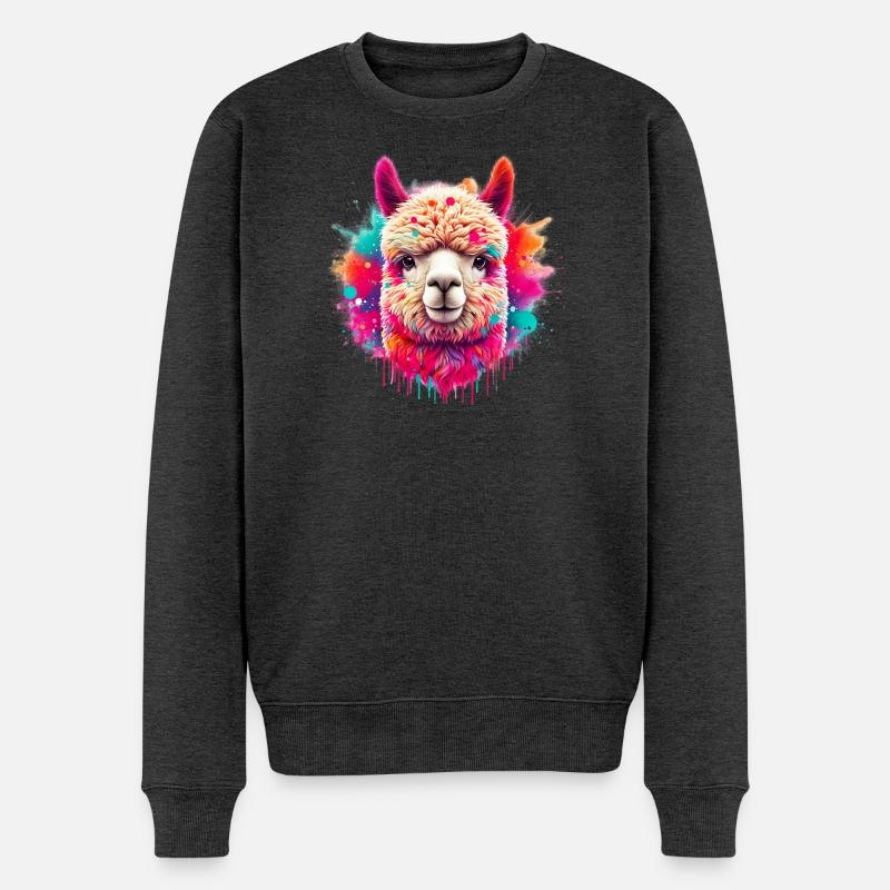 Alpaka - Männer Premium Bio Pullover - Anthrazit meliert
